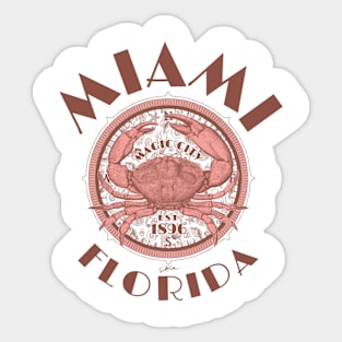 Miami, Florida, with Stone Crab on Wind Rose Sticker